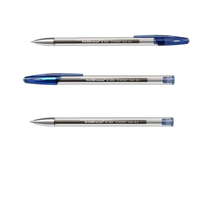 Ручка гелевая ErichKrause R-301 Classic Gel Stick, узел 0.5 мм, чернила синие, длина линии письма 600 метров — фото 1
