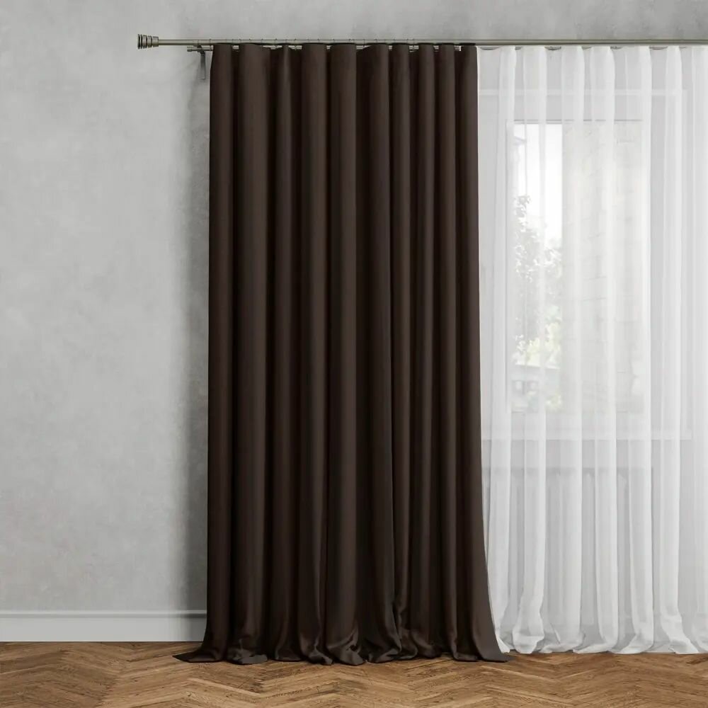 Штора на ленте 200x280 см цвет коричневый
