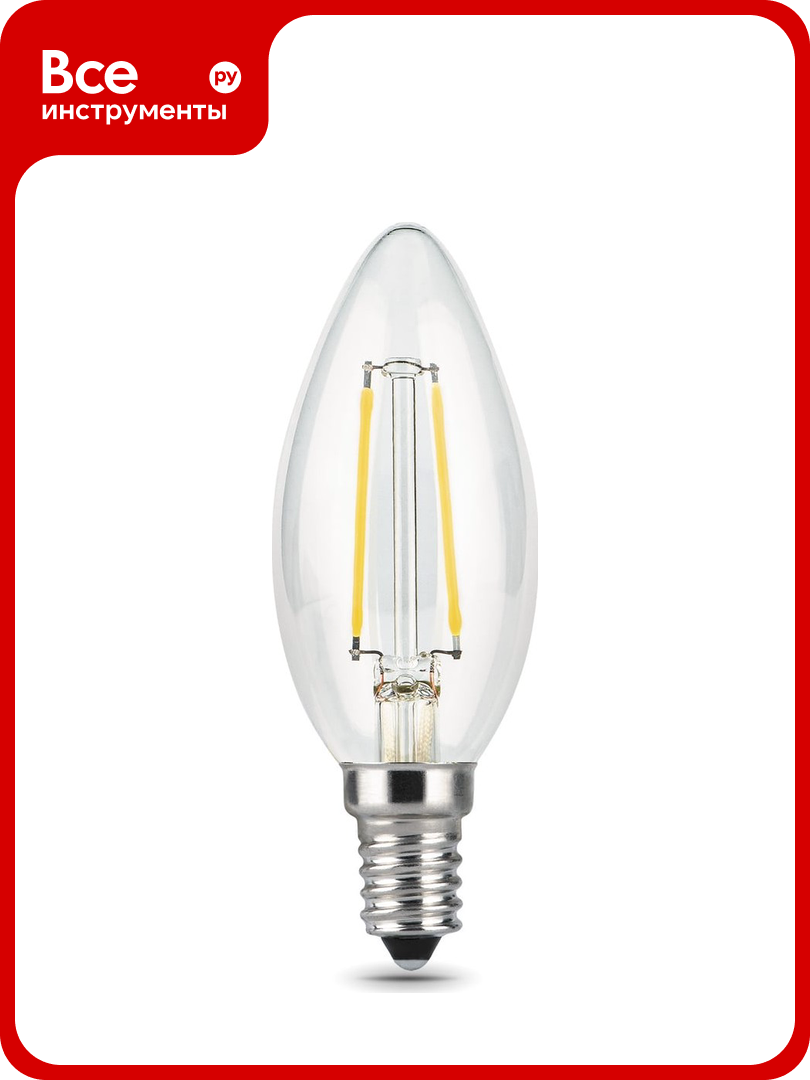 Лампа Gauss Filament Свеча 11W 830Лм 4100К Е14 LED 1/10/50 103801211