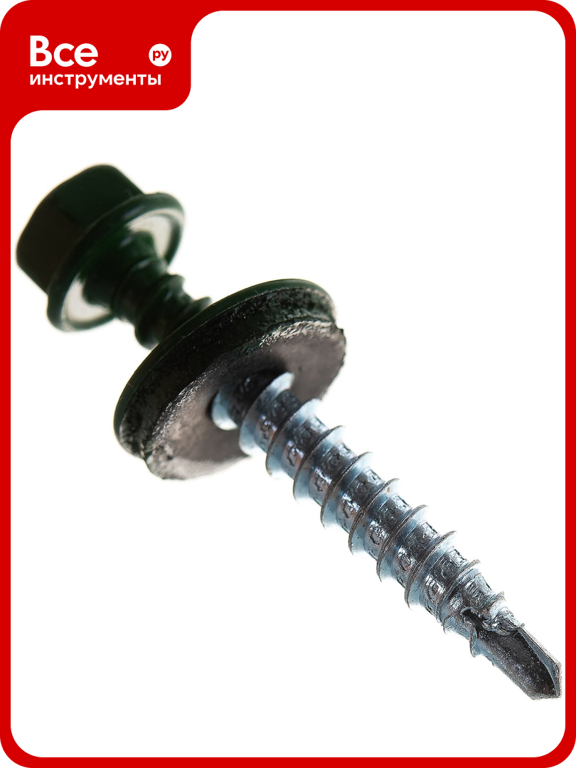 Кровельный саморез Tech-Krep КР сверло 48х35 RAL-6002 зелёный 250 шт ведро 103178