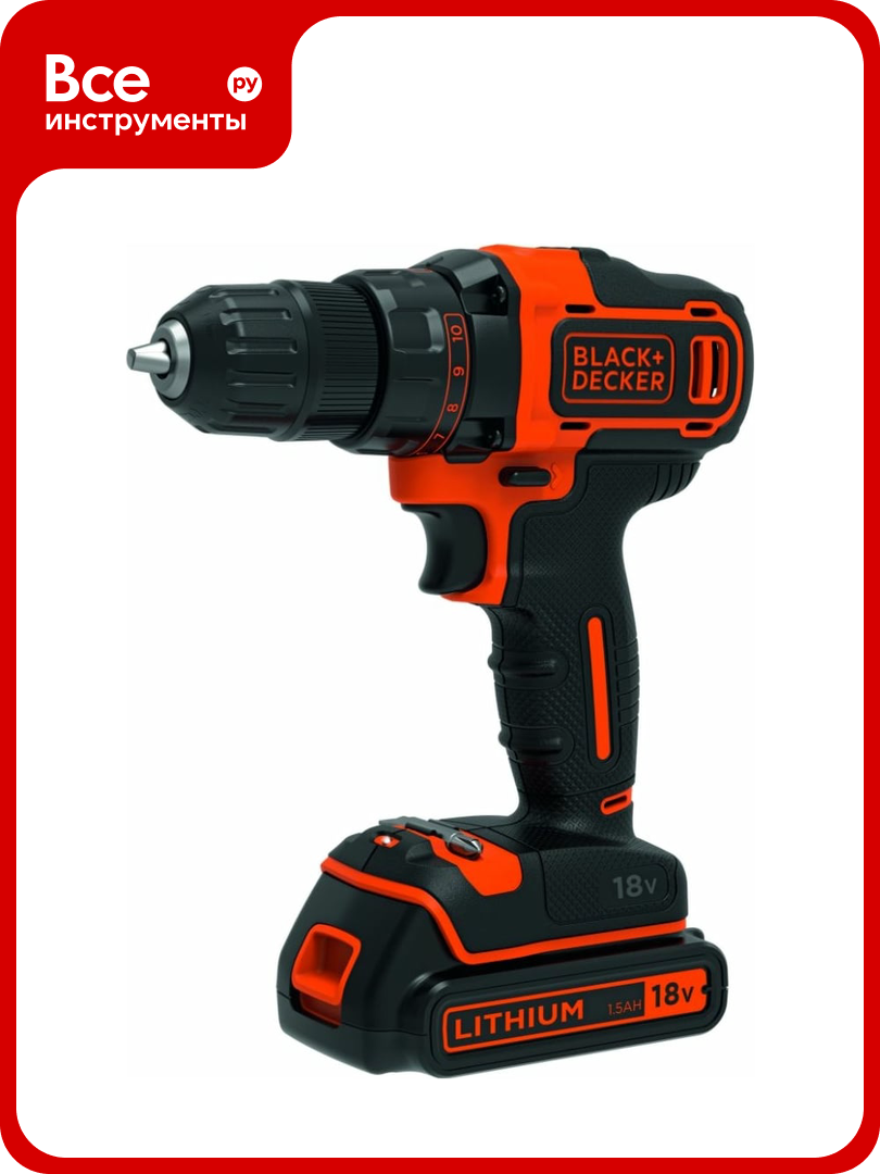 Аккумуляторная дрель-шуруповерт Black+Decker BDCDD186K1B