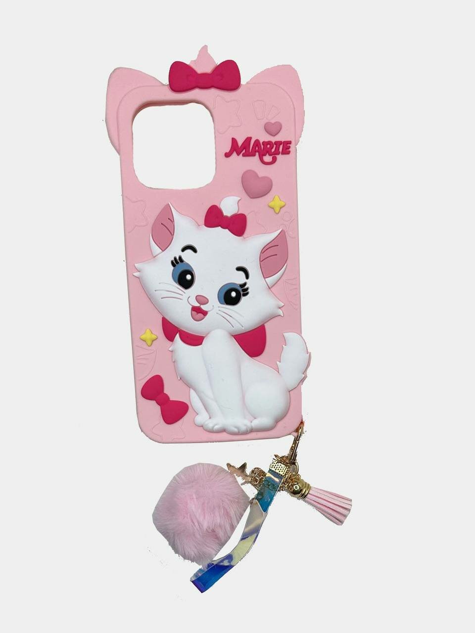 3D Чехол Мягкий/Резиновый Кошка Marie для модели телефона Iphone 15 Pro Max