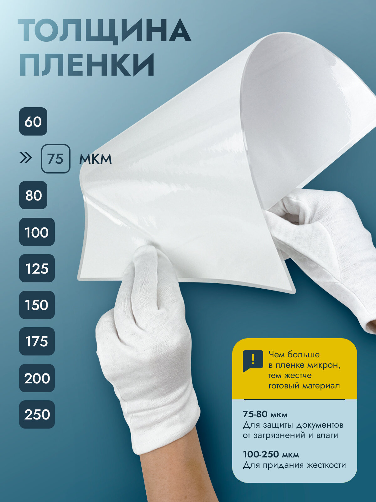 Пленка для ламинирования А4 75 мкм ГЕЛЕОС, 100 штук, глянцевая — фото 1