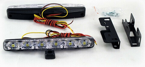 Дневные ходовые огни 6 LED "Вымпел" DRL-HP-6 (с повторит. поворота, платс. корпус)