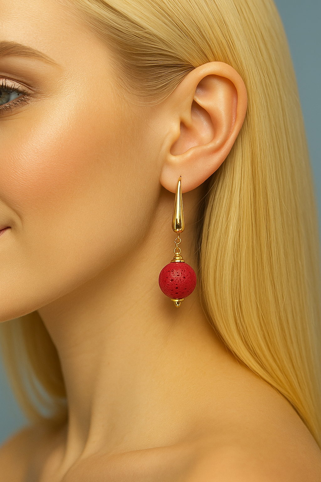 Серьги с подвесками, коралл