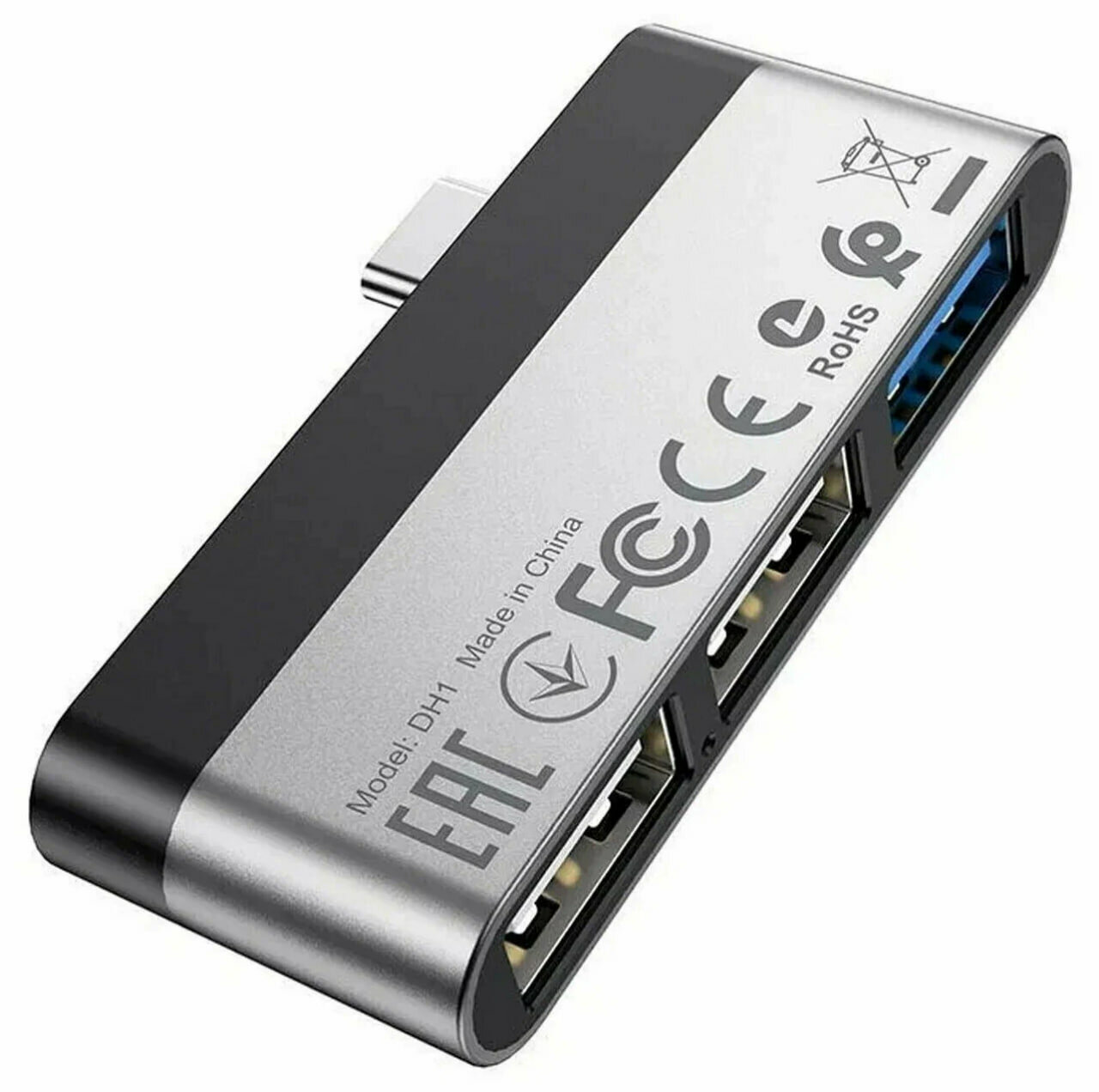 Переходник Borofone DH1, Type-C, 3 USB, алюминиевый сплав, ABS