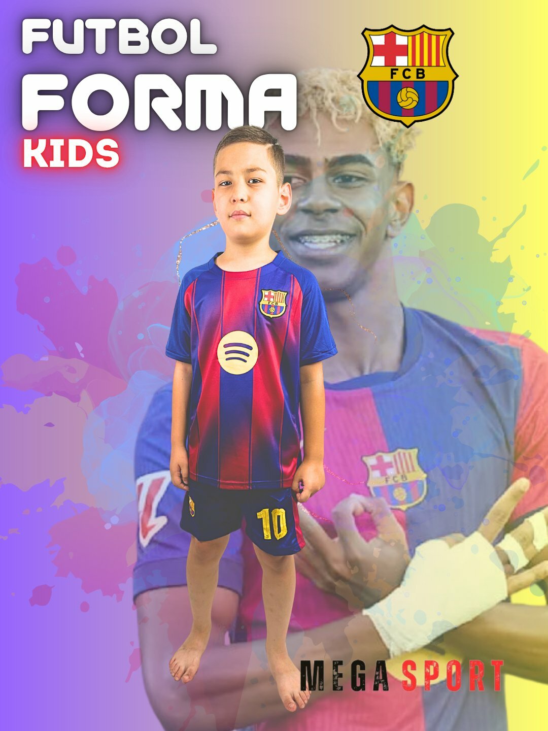Детская футбольная форма «Барселоны» Ламин Ямал номер 10, спортивная одежда — фото 1