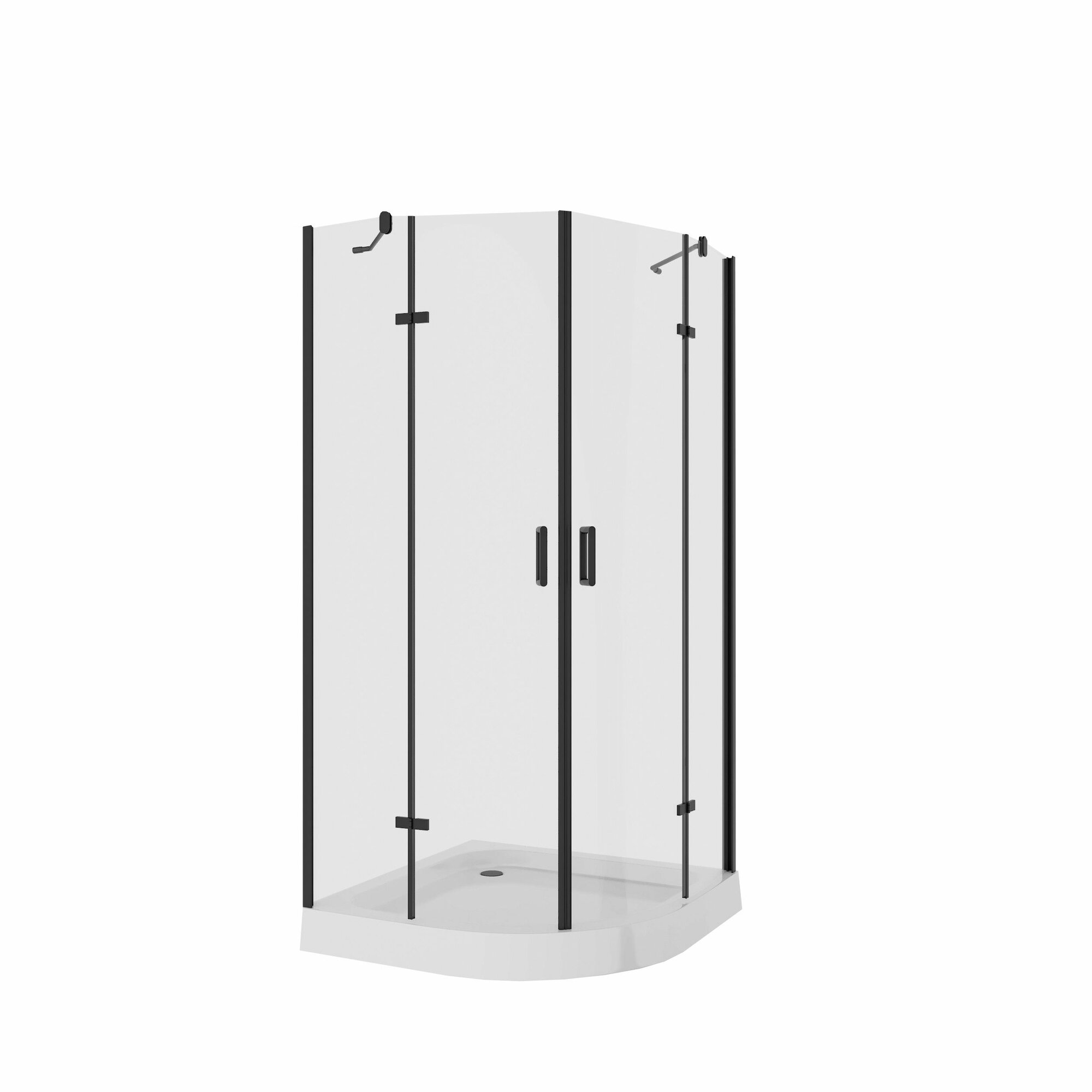 Душевое ограждение Niagara Nova NG-6816-08ВLACK (100х100х190) четверть круга черный двери распашные стекло прозрачное1 место