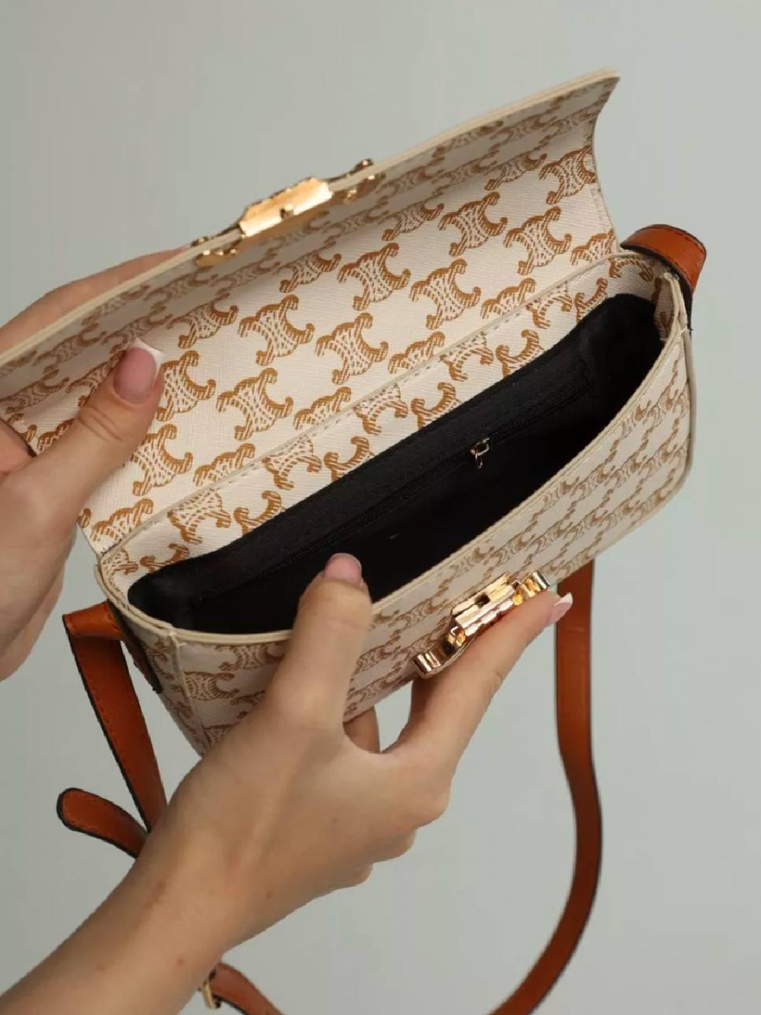 Сумка кросс-боди  Кросс-Боди, фактура термостежка, молочно-бежевый — фото 1