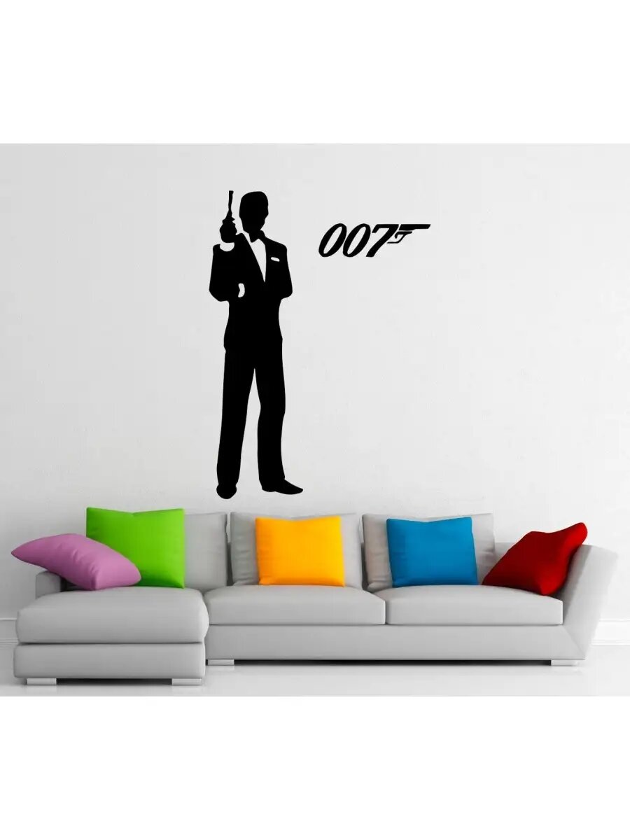Наклейка на стену для декора интерьерная Агент 007