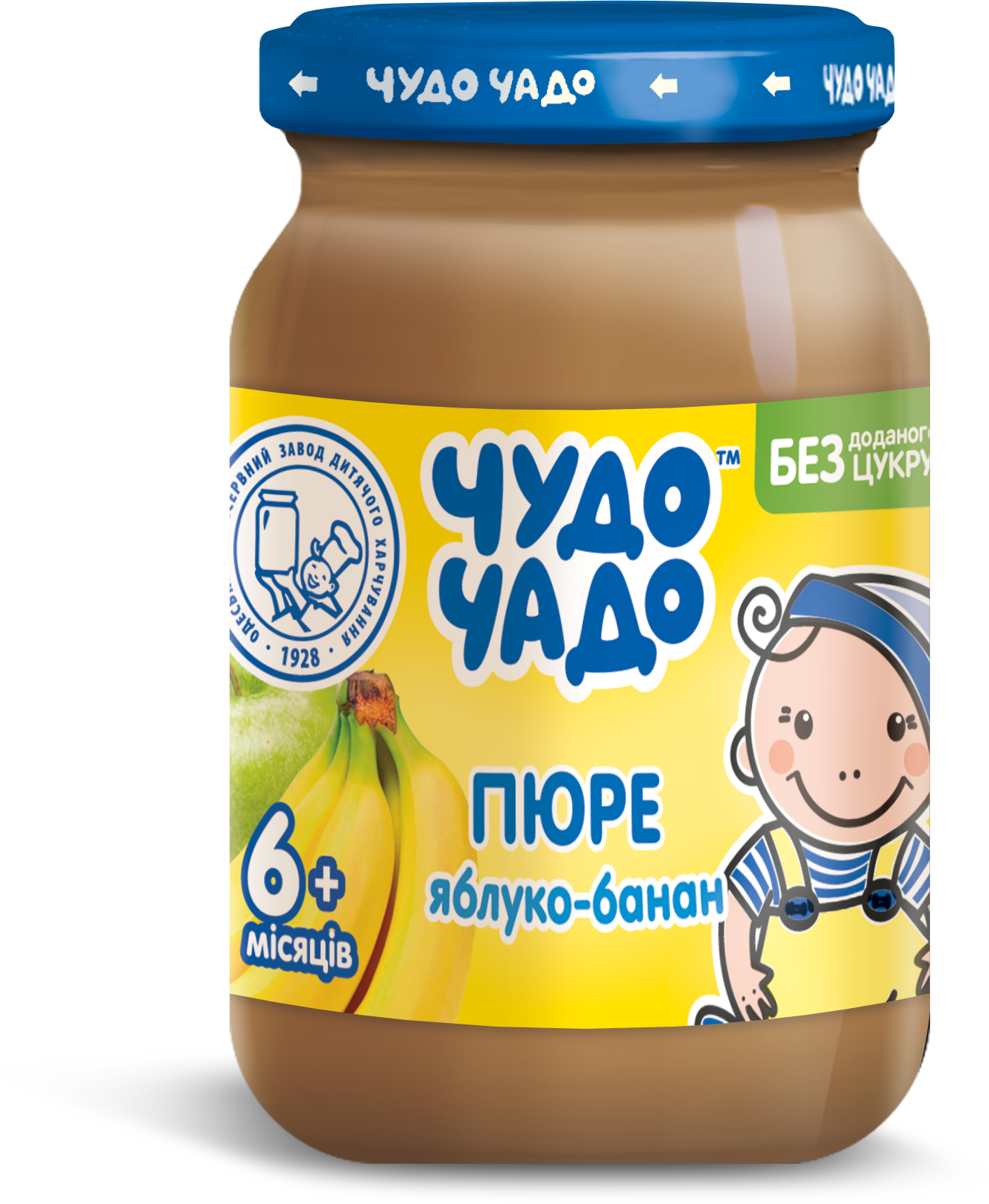 Фруктовое пюре «Чудо-Чадо» яблочно-банановое без сахара, для детей с 6 месяцев, 170 г
