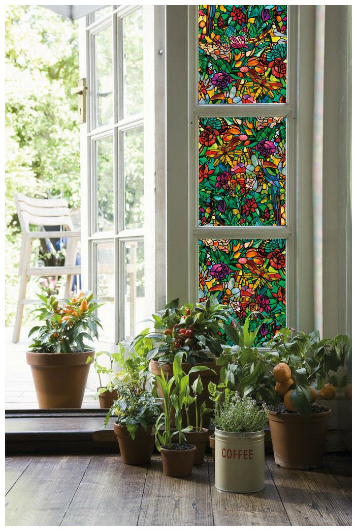 0647-346 D-C-fix 0.45х2.0м Пленка самоклеящаяся Витраж Стрекоза разноцвет — фото 1