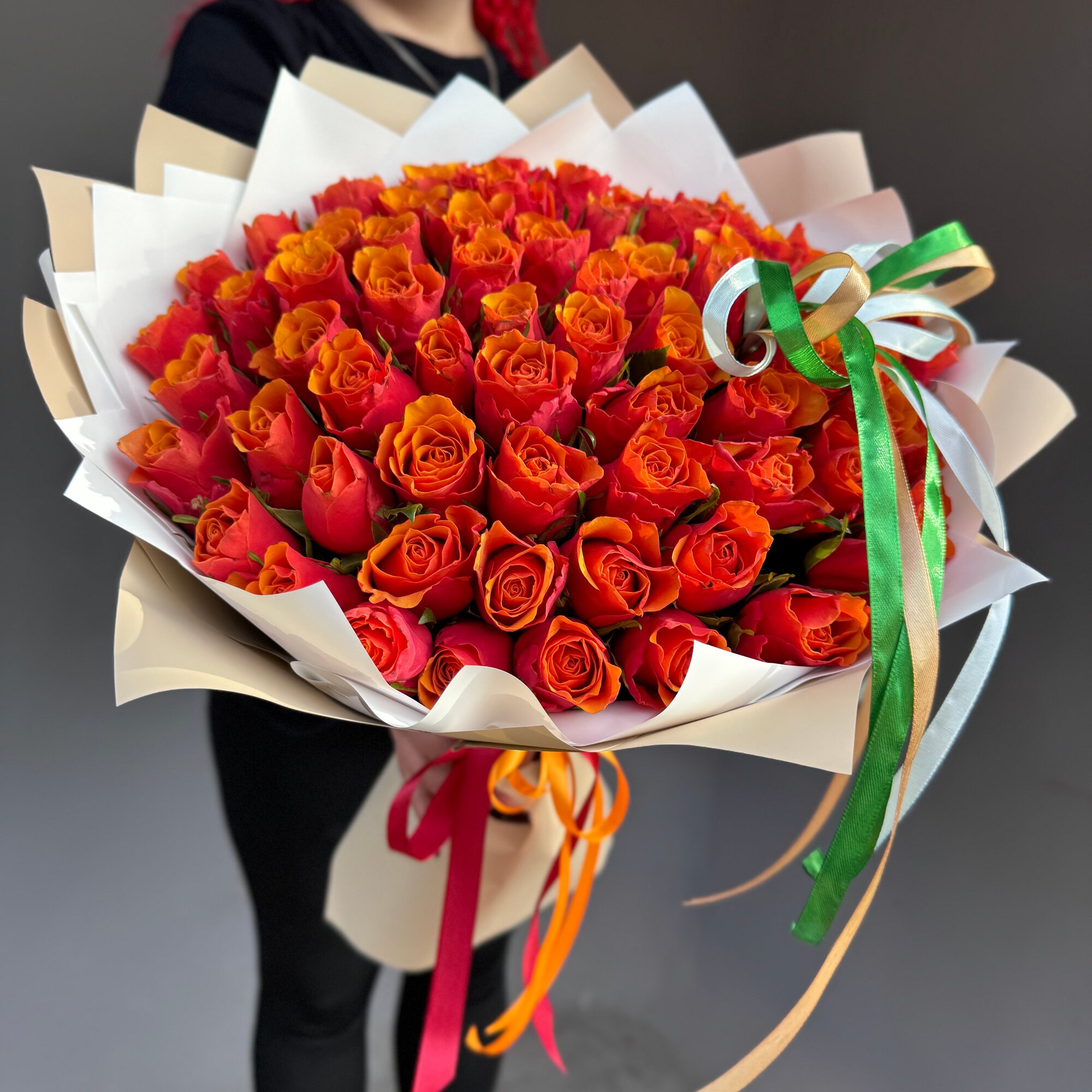 Розы Кения Сортовые 41 шт d=30 h=38 см (на фото 70 шт) Черри Бренди арт. 12990 нью Простороза. ру