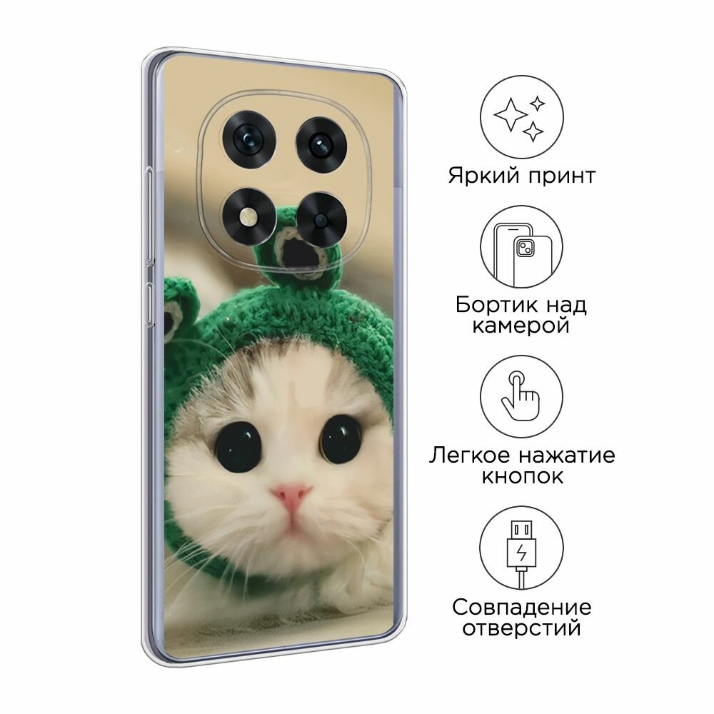 Чехол на Poco X7/Redmi Note 14 Pro 5G / Поко X7/Редми Нот 14 Про с принтом "Котёнок в лягушачьей шапочке" — фото 1