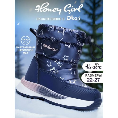 фото Дутики honey girl весна-лето 2026, размер 22 р. - 13,5 см, синий