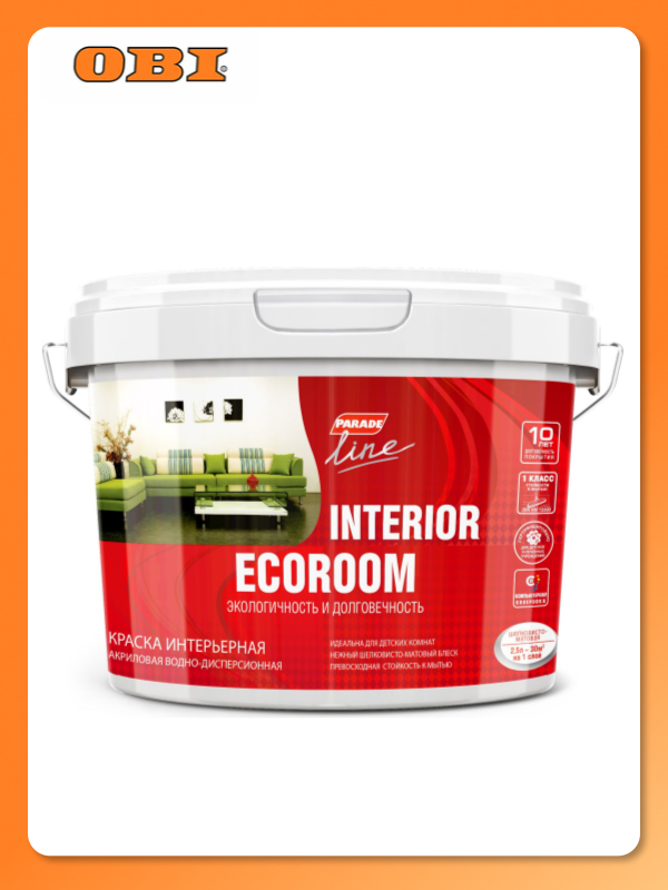 Краска Parade Ecoroom  матовая  влагостойкая  для внутренних работ  2 5 л