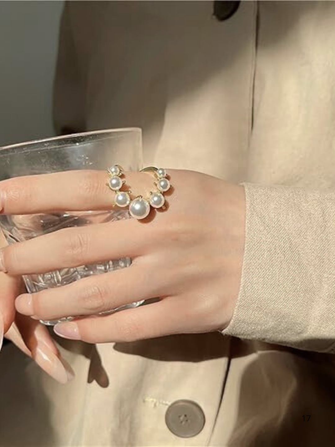 Кольцо-кулон, жемчуг имитация, размер 17.5, ширина 80 мм, gold — фото 1