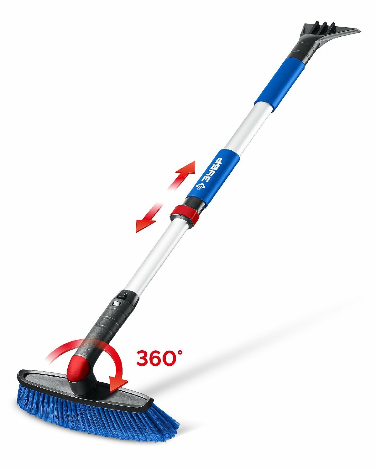 ЗУБР телескопическая щетка с поворотной головой от снега автомобильная 860-1210 мм Профессионал с распушенной щетиной и скребком