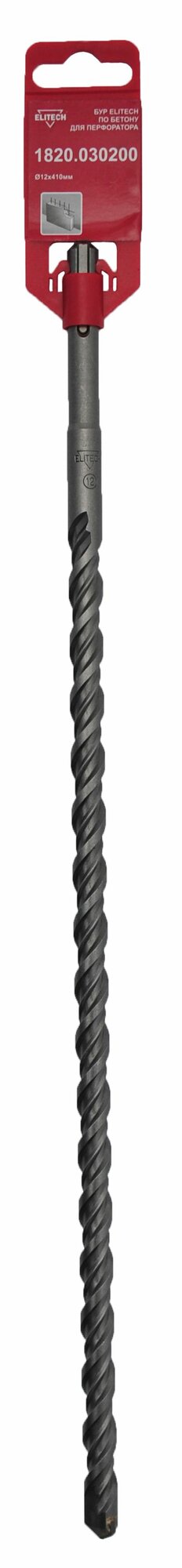 Бур ELITECH SDS-plus 12x410 мм, термокомпенсатор, металлорукав, переходник, хомут