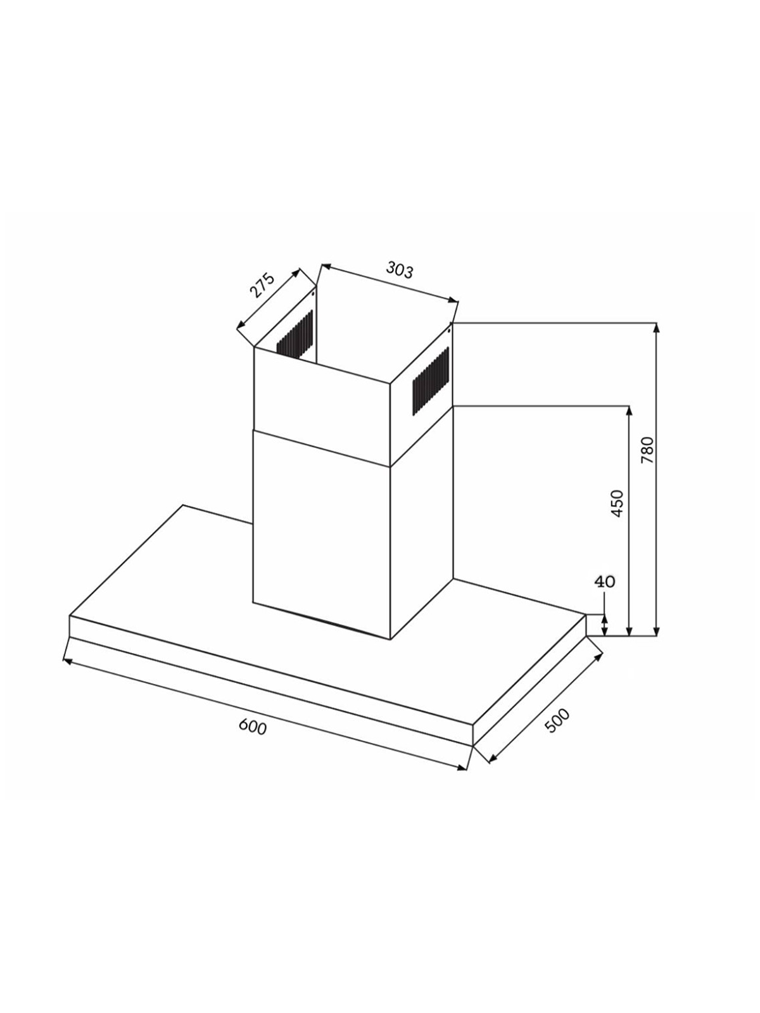 Вытяжка Goodwell GWH-T4360BL Black Скоростей 3 Производительность 700 W Мощность мотора 190 Вт Анти возвратный клапан — фото 1