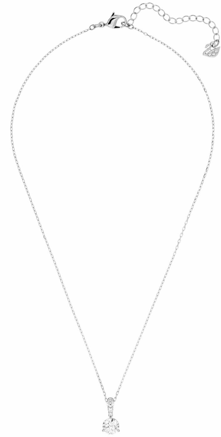 Колье SWAROVSKI, кристаллы Swarovski, длина 38 см, бесцветный, серебряный — фото 1