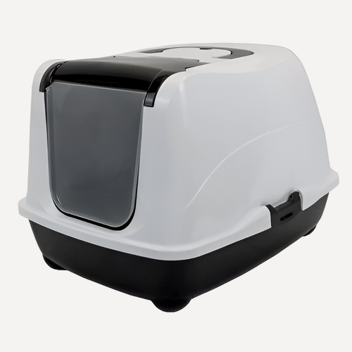 Изображение товара HOMECAT 57 см х 43 см х 38 см туалет для кошек большой закрытый с дверцей черно-белый