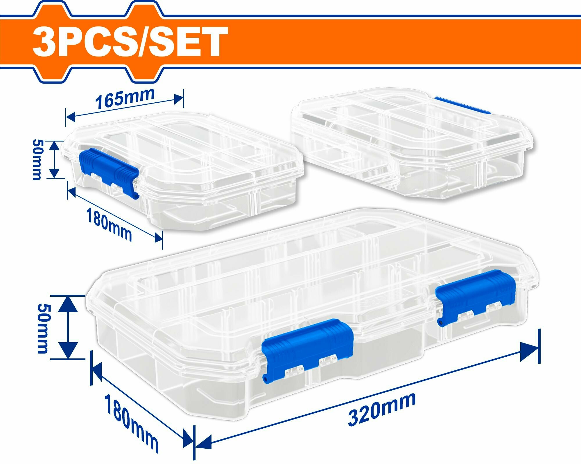 Набор органайзеров "WADFOW" полипропиленовых, прозрачных 3 штуки