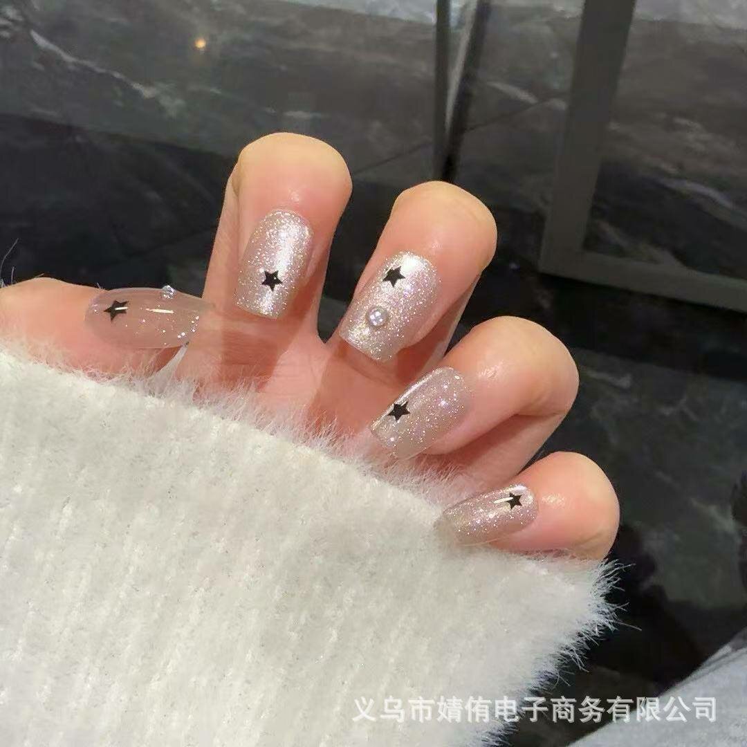 Накладные ногти, 24 шт, с разные дизайны , клеем, средней длины