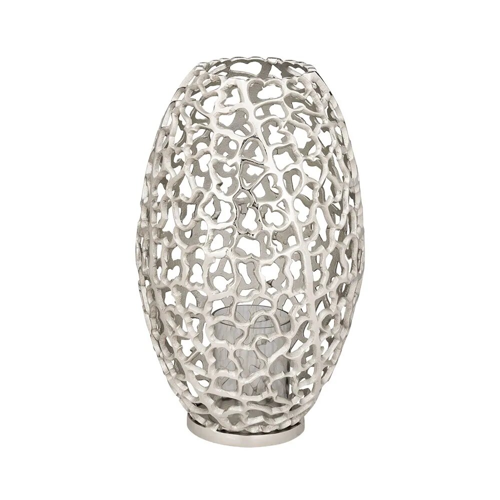 Ваза декоративная KIMITSU EGLO Living 422345, металл, стекло, серебристый, высота 34,5 см.