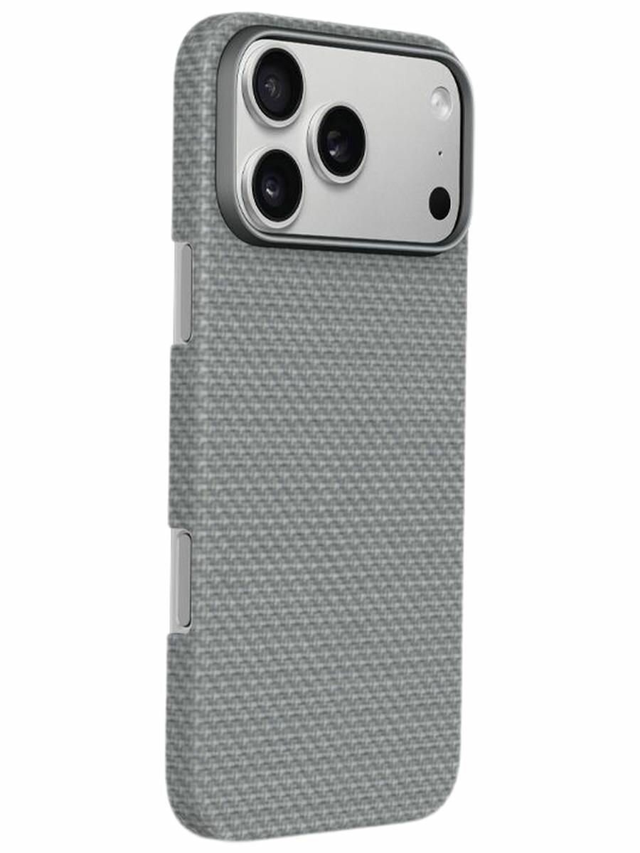Чехол на iPhone 17 Pro Max, Kevlar Explorer (арамид) сверхпрочный c поддержкой беспроводной зарядки, Titanium grey — фото 1