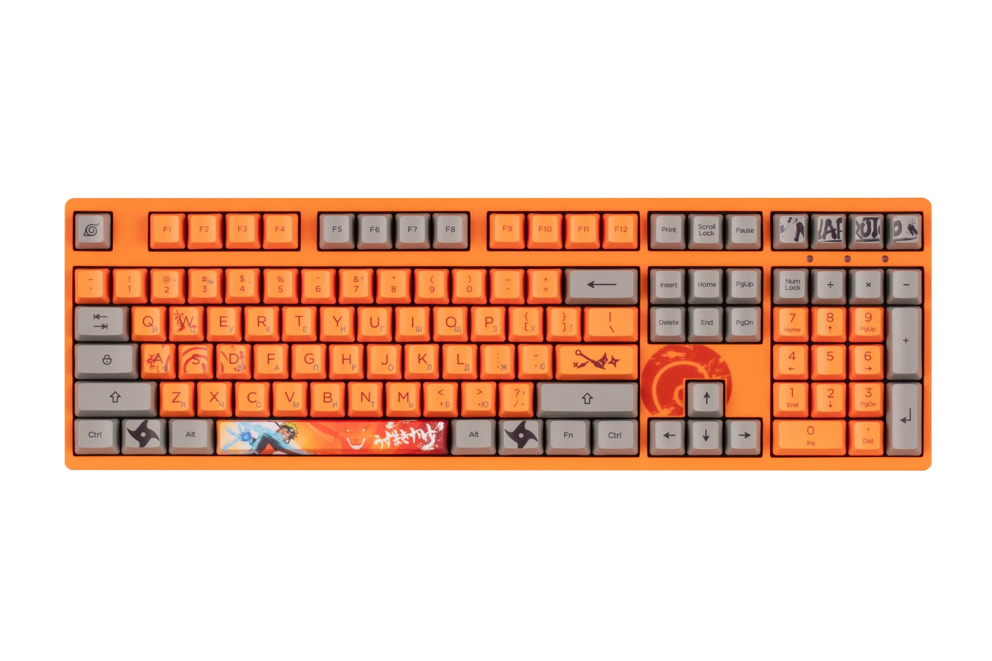 Механическая клавиатура Akko 3108 V2 Naruto, 108 клавиш, CS Pink V2, USB, EN/UKR, без подсветки, оранжевая