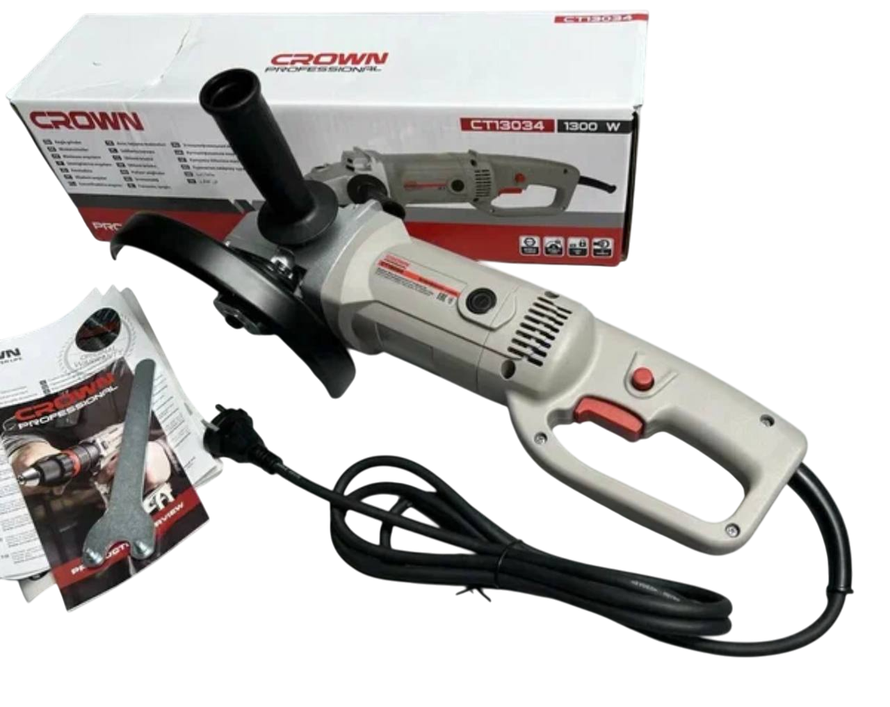 Углошлифовальная машина Crown CT13034, 1300Вт, диаметр диска 125мм