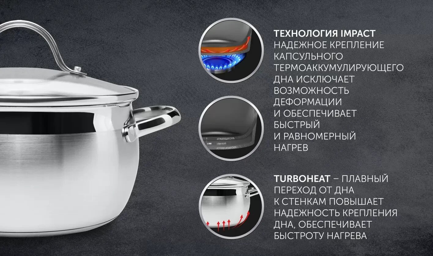 Ковш Sonata-16SP Серый нерж. сталь 1,7 л — фото 1