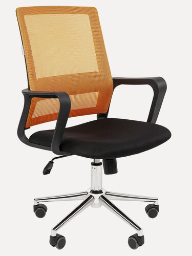 Изображение товара Компьютерное кресло CHAIRMAN 606 черный/оранжевый ткань/сетка хромированная крестовина для операторов механизм качания