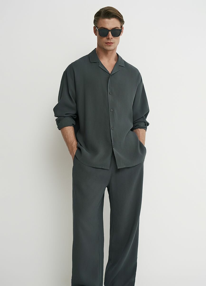 Рубашка O'STIN Весна-лето 2025, размер L, стальной