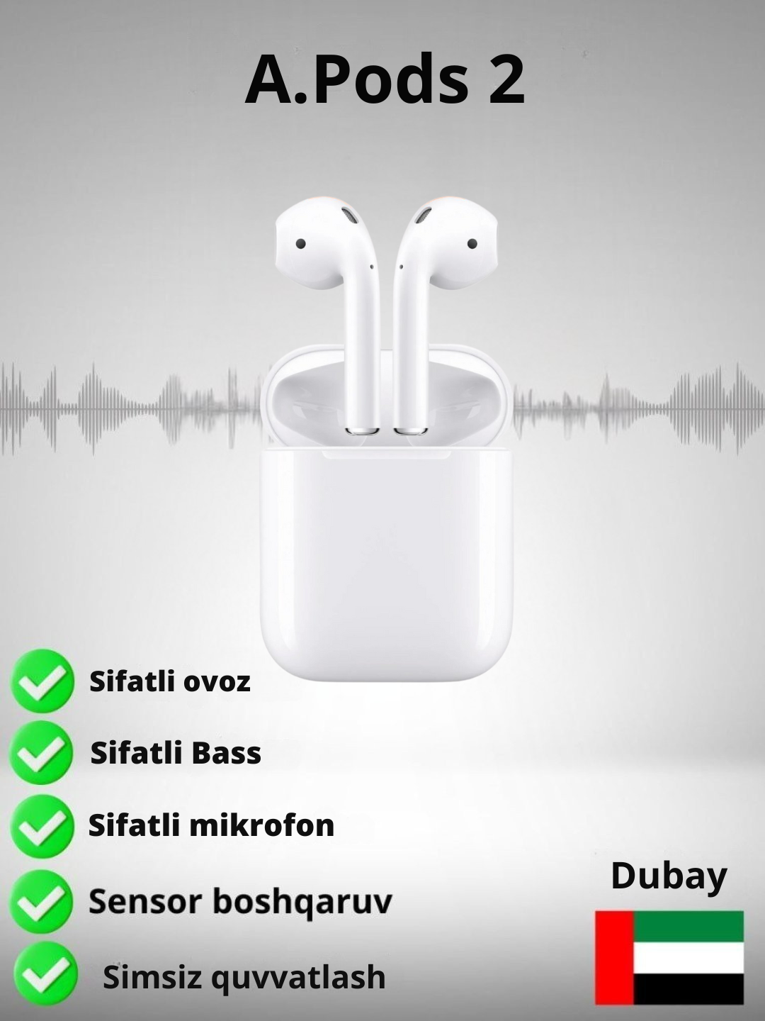 Беспроводные наушники Pods 2, вкладыши, сенсорное управление, белые