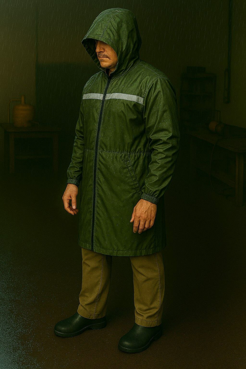 Плащ-дождевик Дождевик плащ, размер oversize, болотный — фото 1