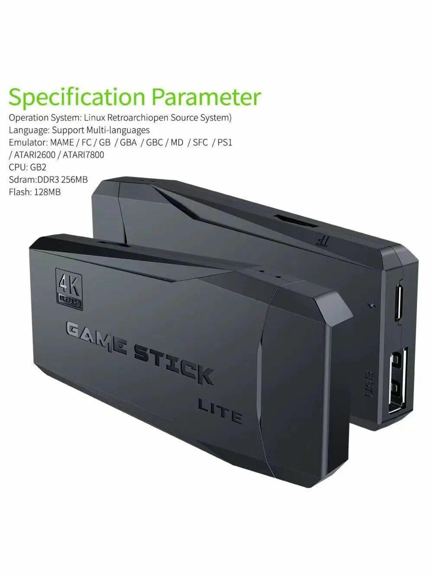 Игровая приставка Game Stick Lite 128 GB, 4K Ultra HD, 2 геймпада — фото 1