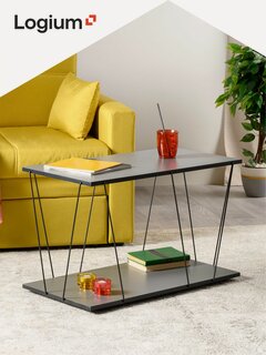 Изображение товара Журнальный столик с полкой 76х40х47 см, Серый графит, Регги 12.120