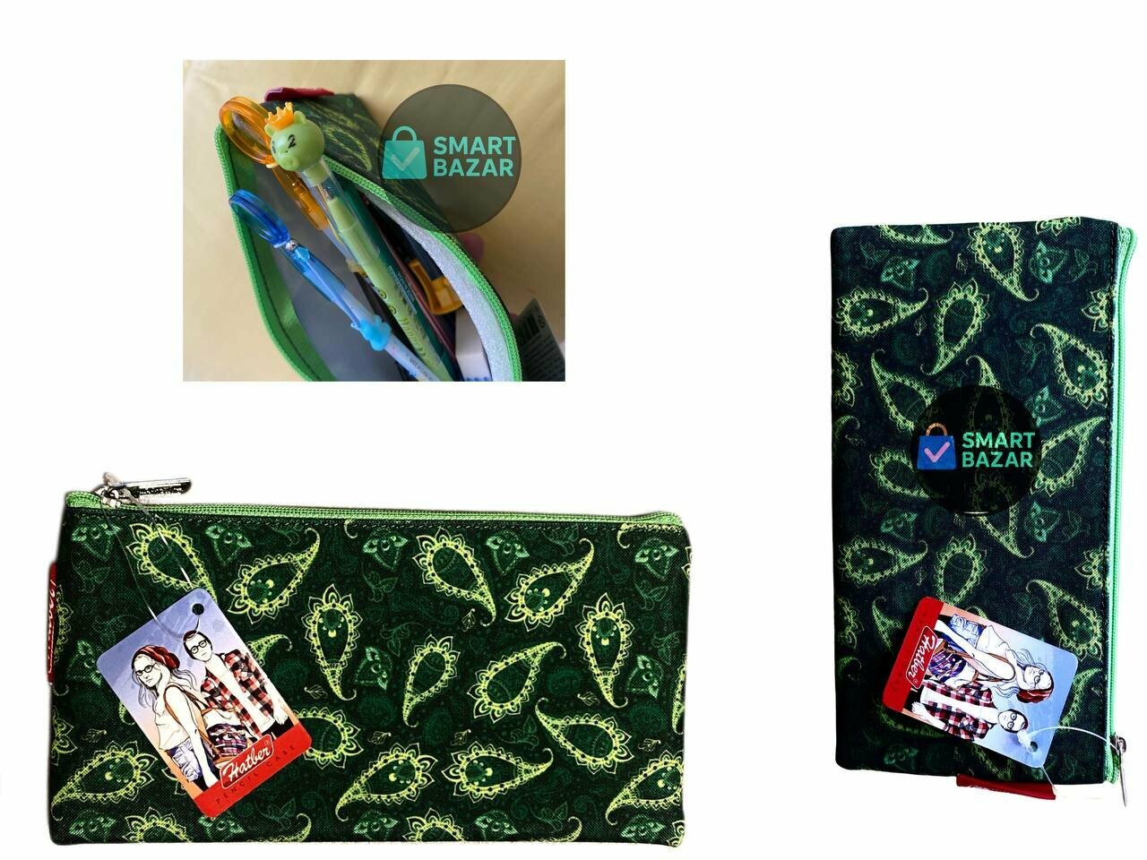 Пенал Tropical Royal Pink, текстиль, молния, с принтом фламинго — фото 1