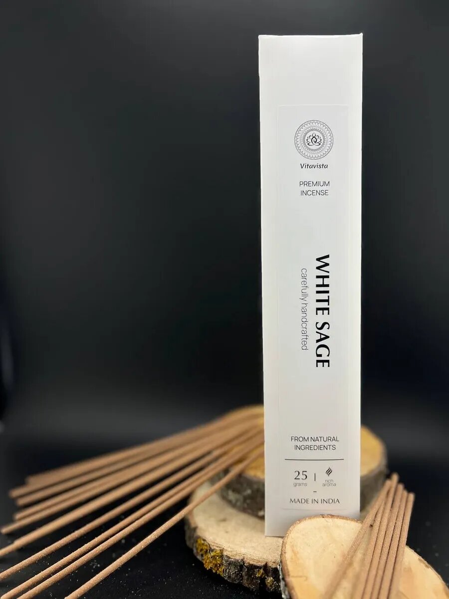Аромапалочки AROMA MOOD White Sage, шалфей, Благовония палочки Премиум, Индия — фото 1