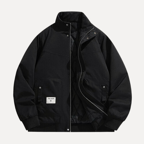 Изображение товара Осенне-зимняя Куртка-бомбер, Мужская Утепленная Бейсбольная Форма Большого Размера С Воротником-стойкой, Обычная / Утолщенная, Два Варианта