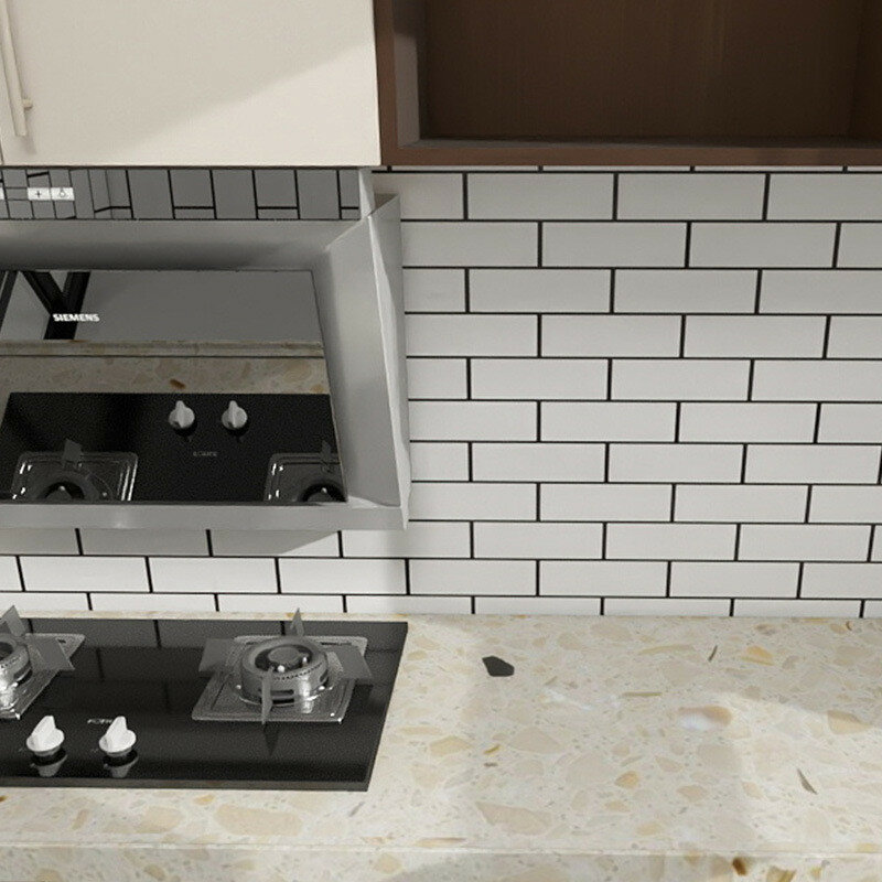 Kitchen wall covering with marble design and antioil pet layer for easy maintenance