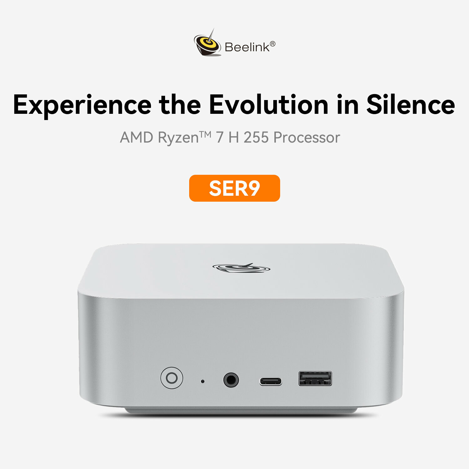 Мини ПК Beelink SER9 Pro (AMD Ryzen 7 H 225 Processor До 4.9 ГГц, RAM 32 ГБ, SSD 1024 ГБ, AMD Radeon 780M, Win11 Pro), Серебряный