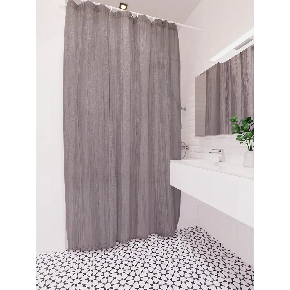 Штора для ванной Tafta Crash 180x200 см полиэстер цвет серый