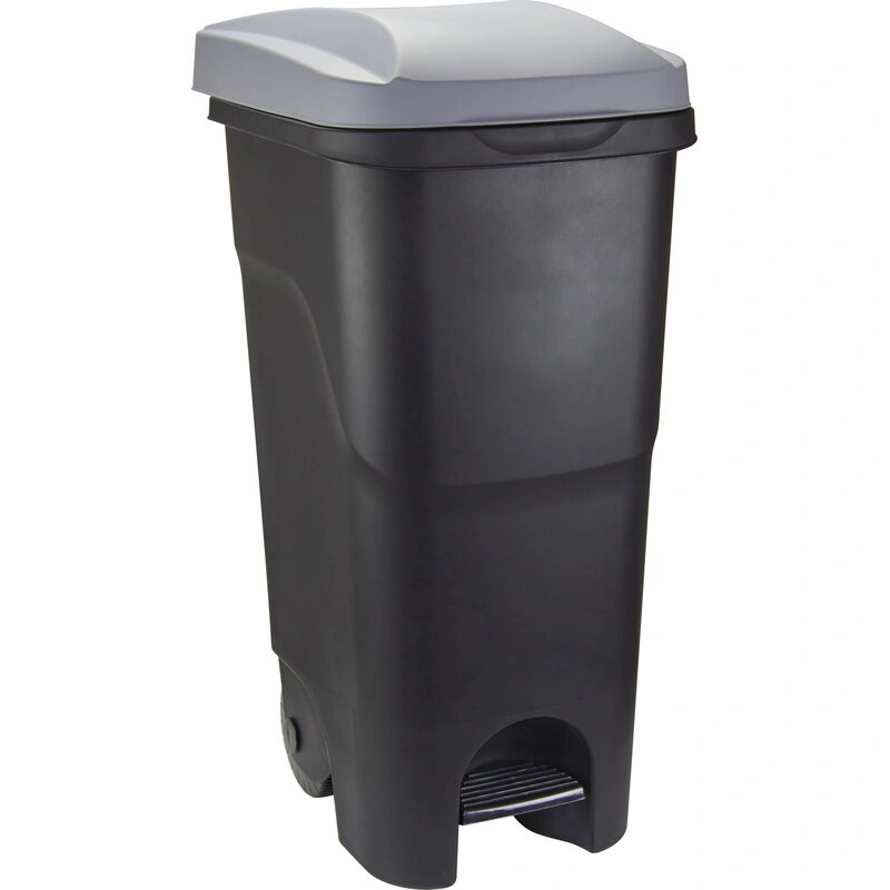 Контейнер-бак мусорный IDEA 85л с педалью на колесах серая крышка