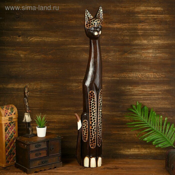 Сувенир «Кошка с леопардовыми лапками» 7×16×100 см дерево