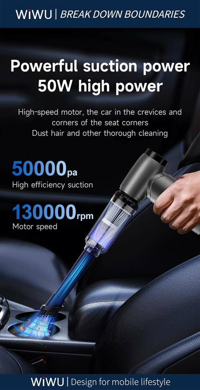 Многофункциональный портативный турбовентилятор / пылесос WiWU FS015 5 в 1, 4000 мА·ч