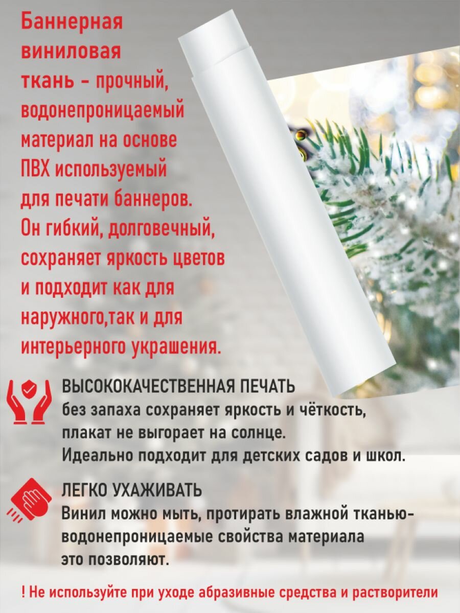 Новогодний баннер- плакат 50*150 см Плакат для украшения интерьера — фото 1