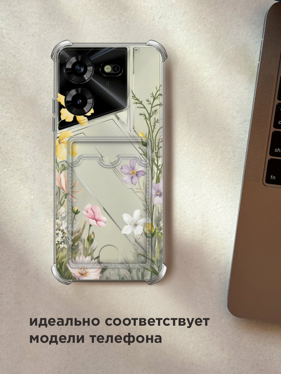 Чехол на Tecno Pova 5 (Техно Пова 5) с картой и принтом "Летний винтаж 2" — фото 1